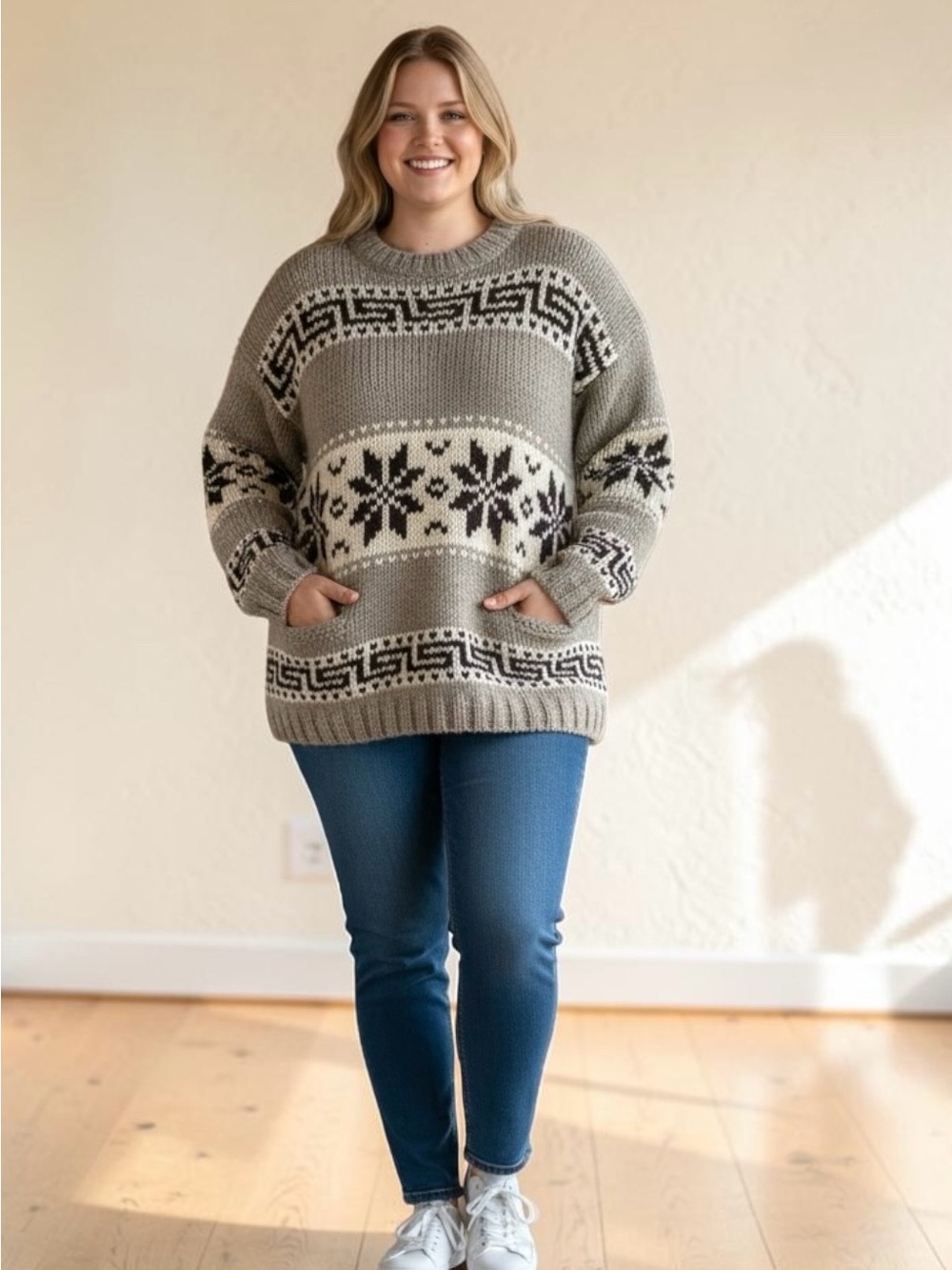 Cowichan Chunky Wool Sweater - 2X/3X - Picture 6 of 6